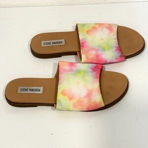 Steve Madden Karolyn Slip On Mules Slides Sandals Tie Dye MultiColor Womens 8 M